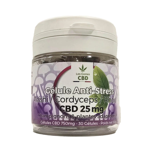 Gélules CBD Anti-Stress 750 mg – Reishi & Rhodiole